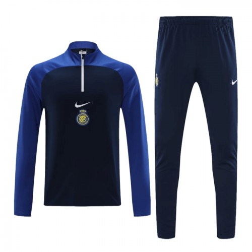 Al Nassr Sweat d'Entraînement Quarter-Zip 2023-24 Bleu Noir Al Nassr Sweat d'Entraînement Quarter-Zip 2023-24 Bleu Noir